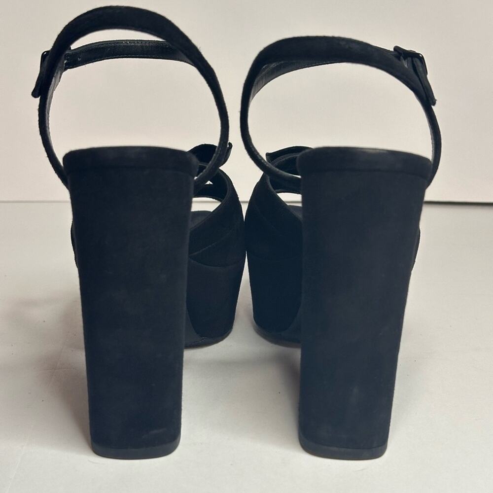 Saint Laurent Paris Candy Bow Black Suede Platform Sandals IT 38 US 8 Authentic - Picture 13 of 15